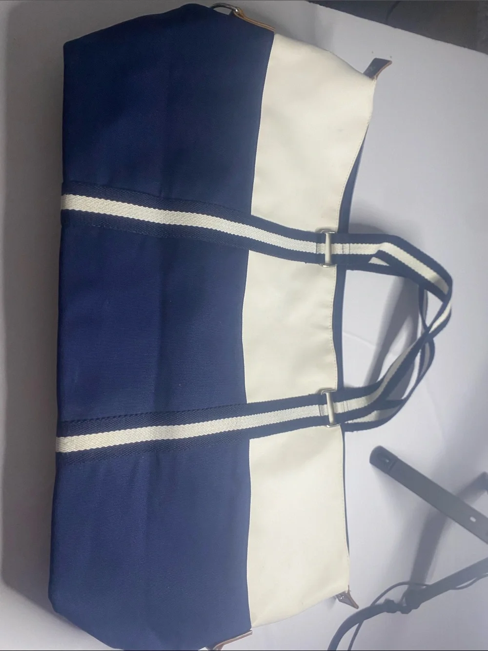 Polo by Ralph Lauren Navy and White Canvas Duffel